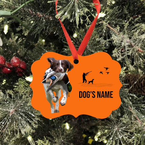 English Springer Spaniel Hunting Dog Custom Name Medallion Aluminum Ornament - Dog Christmas ornament FSD4348