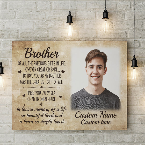 Brother Memorial Canvas Gift| Brother Remembrance In Memory Gifts For Loss Of Brother Sympathy Gifts NXM311