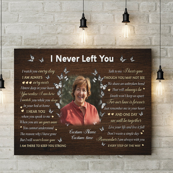 Memorial Canvas Gifts for Loss of Loved One, I Never Left You Personalized Sympathy Gifts NXM36