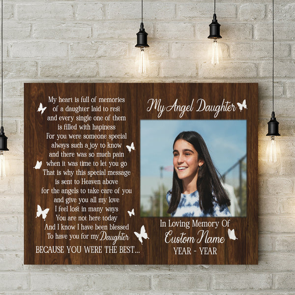 Daughter Memorial Canvas Gift - My Angel Daughter in Heaven| Gifts for Loss Of Daughter NXM413