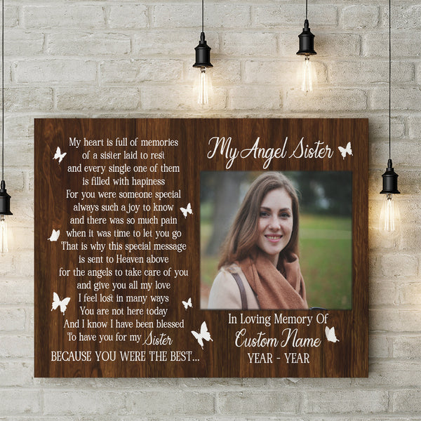 Personalized Sister Memorial Canvas| Sympathy Gift for Loss of Sister| in Memory of Sister NXM405