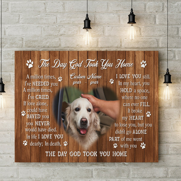 Dog Memorial Personalized Canvas| Memorial Gifts For Loss of Dog Pet| The Day God Took You Home NXM381