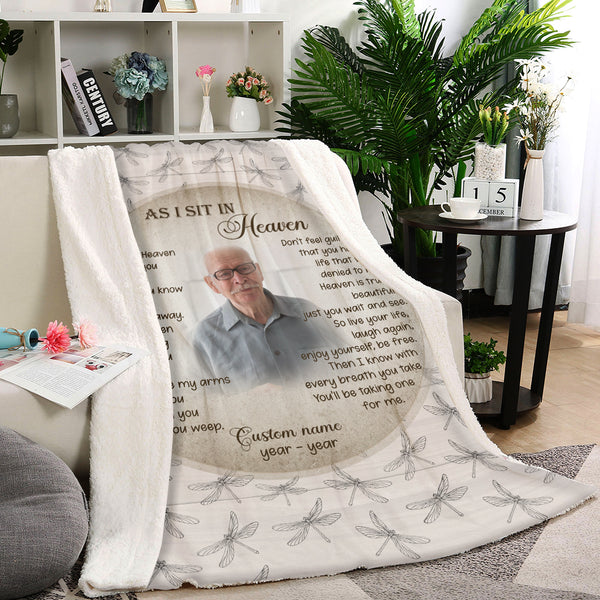 As I Sit In Heaven Memorial Blanket For Loss Of Loved One Sympathy Blanket Remembrance MM39