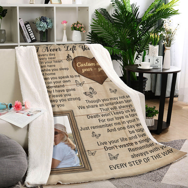 I Never Left You Personalized Memorial Blanket, Remembrance Gift For Loss of Loved One MM22