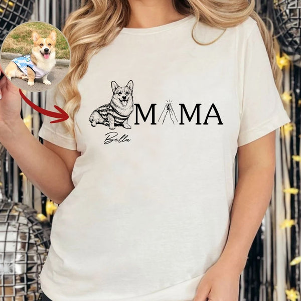 Dog Mama Custom Dog Photo and Name T-shirt for Women, Mothers Day Gift for Dog Mom FSD4808