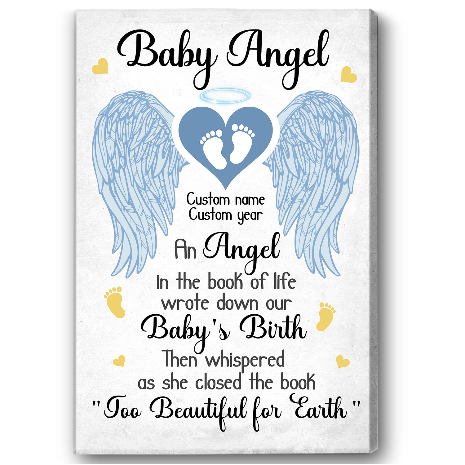 Baby Angel Memorial Canvas Gifts Loss Baby| Personalized Memorial Gift For Loss of Baby NXM235