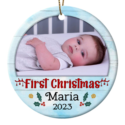 Personalized Christmas Ornaments| My First Christmas Customized Name & Year Baby First Christmas Ornament OMT17-6