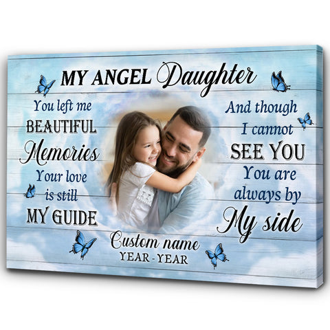 Angel Daughter Memorial Canvas, In Loving Memory Of Daughter, Sympathy Gift for Loss of Daughter NXM424