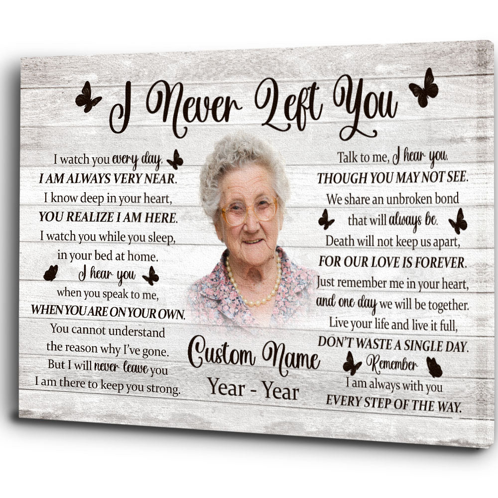 Personalized Memorial Gift For Loss Of Loved One| I Never Left You Canvas Remembrance Gift For Loss Of Dad Mom NXM54