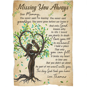 Personalized Memorial Blanket Gift, Missing You Always Remembrance Sympathy Gift For Loss of Loved One MM08