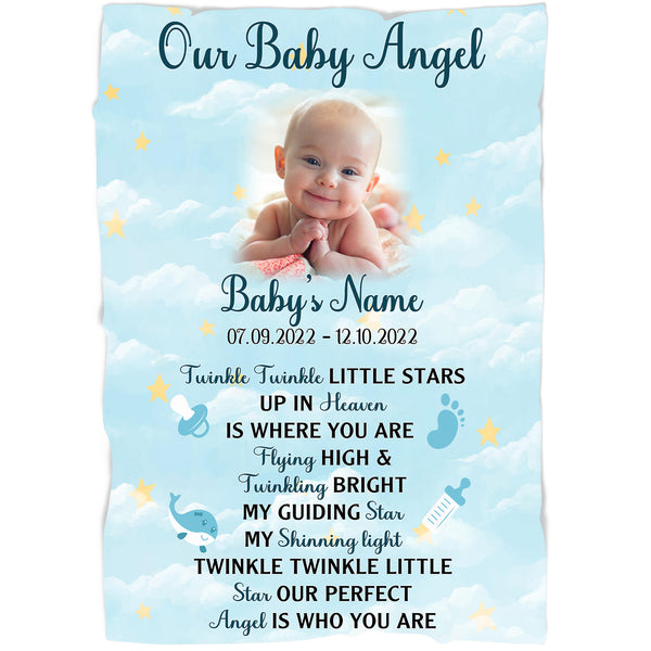 Baby Angel Memorial Blanket Gift, Sympathy Gift For Loss of Baby, Loss of Child Infant In Heaven MM31