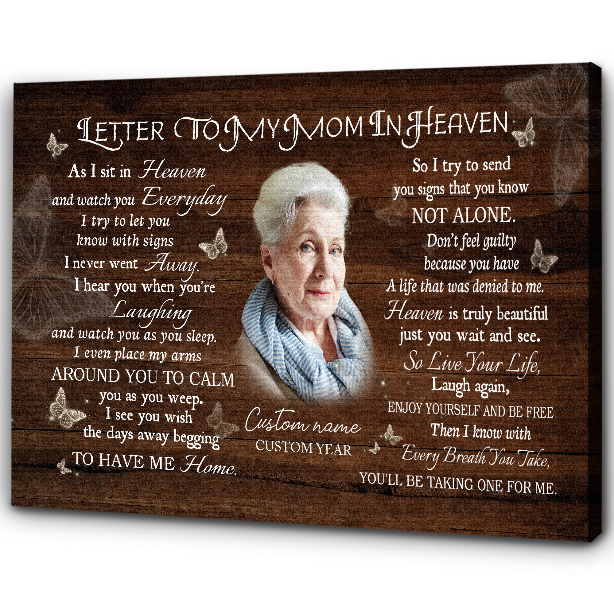 Letter to My Mom In Heaven Personalized Mom Memorial Gifts For Loss of Mother Remembrance NXM501