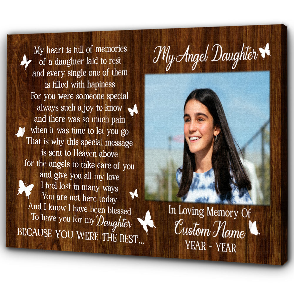 Daughter Memorial Canvas Gift - My Angel Daughter in Heaven| Gifts for Loss Of Daughter NXM413