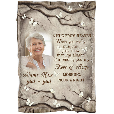 Memorial Blanket Gifts For Loss Loved One| A Hug From Heaven Sympathy Remembrance Blanket For Loss Dad Mom MM17