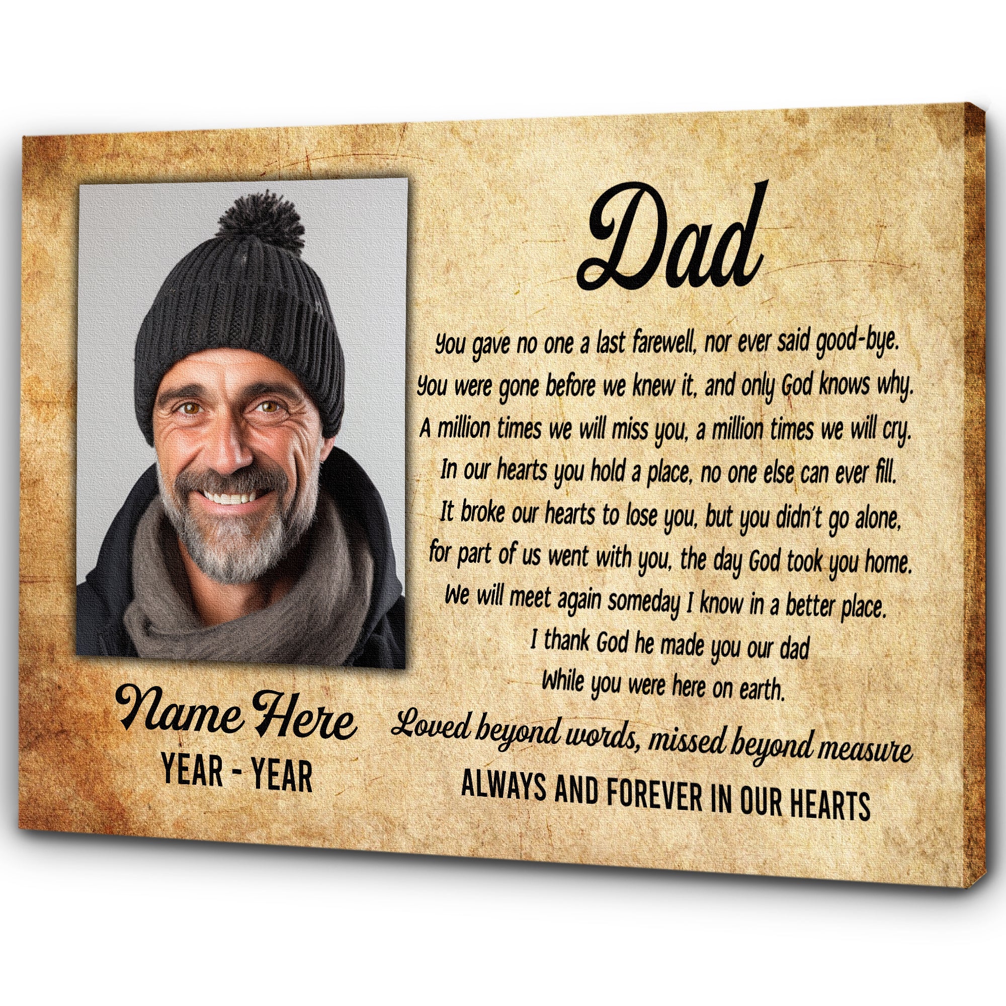 Dad Memorial Canvas Gift Personalized Memorial Gifts for Loss of Dad Father In Heaven M511