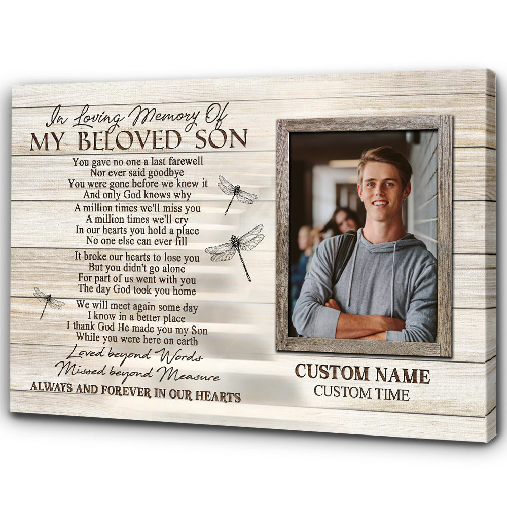 Son Memorial Canvas Gift - In Memory Of Son| Son In Remembrance Sympathy Gifts For Loss Of Son NXM406