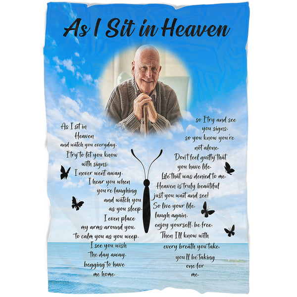 Memorial Blanket As I Sit In Heaven Personalized Remembrance Throw Gift For Loss of Loved One MM19