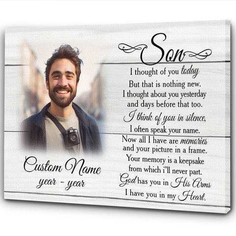 Son Memorial Canvas Gift| Sympathy Gifts For Loss Of Son| Son Remembrance Son In Heaven NXM433