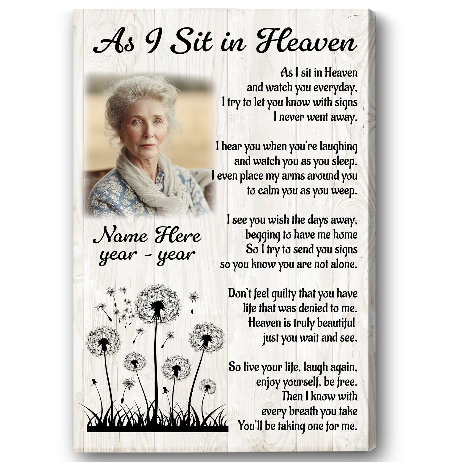 Custom Memorial Canvas As I Sit In Heaven, Sympathy Gifts for Loss of Loved One In Memory Gifts NXM485