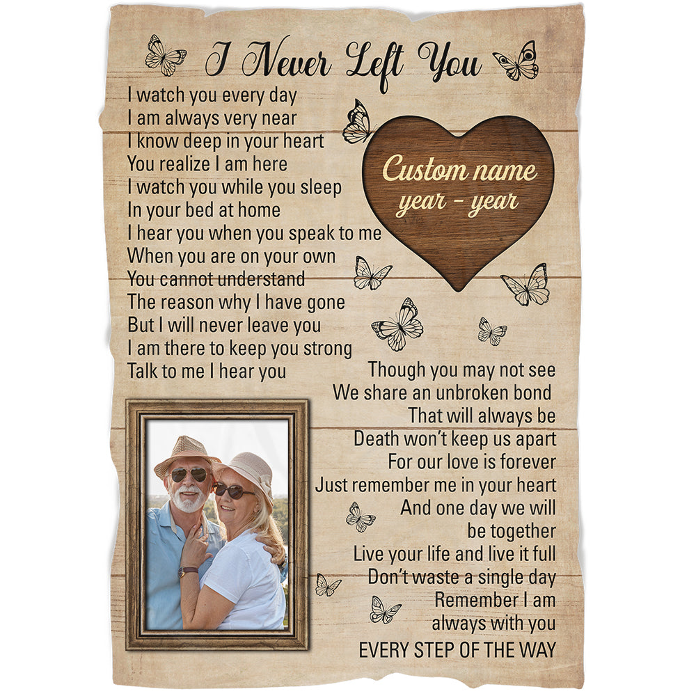 I Never Left You Personalized Memorial Blanket, Remembrance Gift For Loss of Loved One MM22