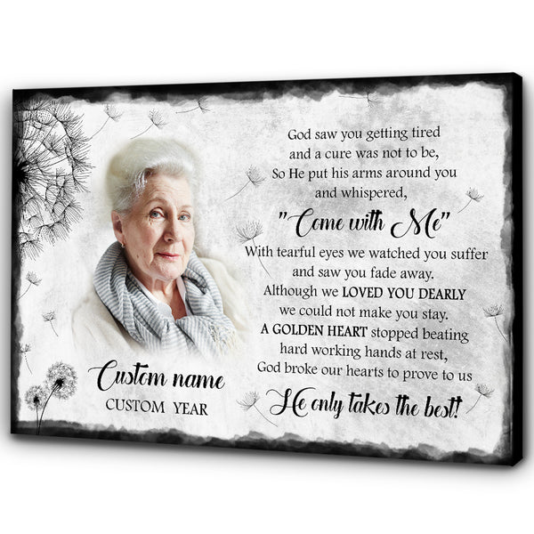 Memorial Canvas Gift God Saw You Getting Tired Sympathy Gifts| In Loving Memory Of Loved One In Heaven NXM444