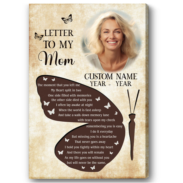 Letter To My Mom Memorial Gifts For Loss of Mother Personalized Gifts for Mom NXM497