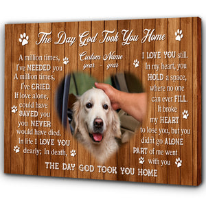 Dog Memorial Personalized Canvas| Memorial Gifts For Loss of Dog Pet| The Day God Took You Home NXM381