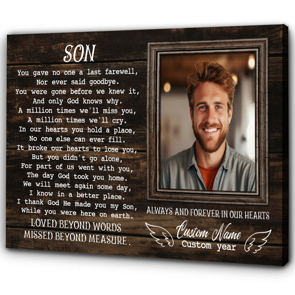 Son Memorial Personalized Canvas Gift| Sympathy Gift For Loss Of Son In Heaven| In Loving Memory Of Son NXM399