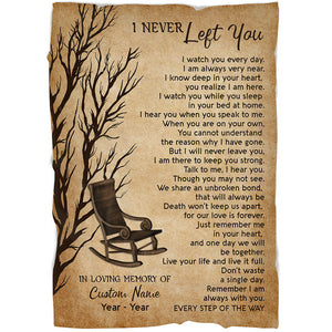 Personalized Memorial Blanket Gift| I Never Left You Blanket Bereavement Gift For Loss of Loved One MM35