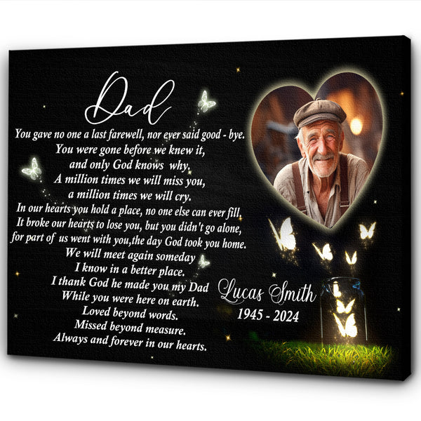 Dad Memorial Canvas Personalized| Memorial Gifts for Loss of Father Sympathy Gifts for Dad Bereavement M533