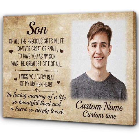 Memorial Gifts For Loss Of Son| Sympathy Gifts For Loss Of Son In Heaven| Son Memorial NXM197