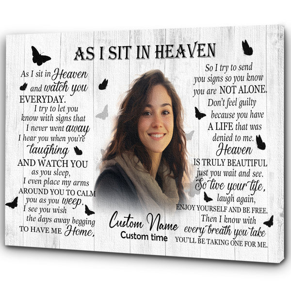 Memorial Canvas Gift| As I Sit In Heaven Bereavement Gift For Loss Of Loved One In Memory Gifts NXM450