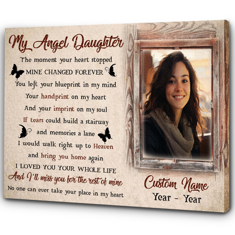 Daughter Memorial Canvas Gift| Sympathy Gifts For Loss Of Daughter| Daughter Angel NXM463