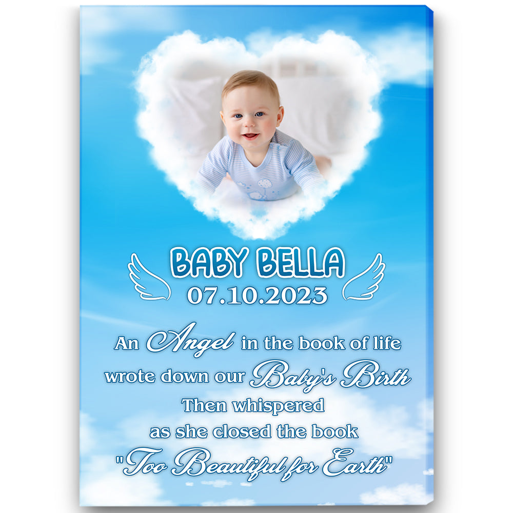 Baby Angel Memorial Canvas Gifts, Memorial Gift For Loss of Baby, Miscarriage Gifts Loss Child Loss Infant NXM290