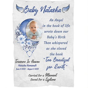 Baby Memorial Blanket, Remembrance Blanket Gift For Loss of Baby In Heaven, In Loving Memory Of Baby MM26