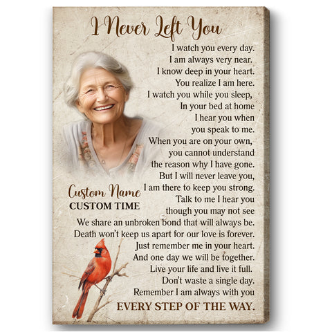 I Never Left You Memorial Gift Canvas Personalized| Sympathy Gifts For Loss Of Loved One NXM452