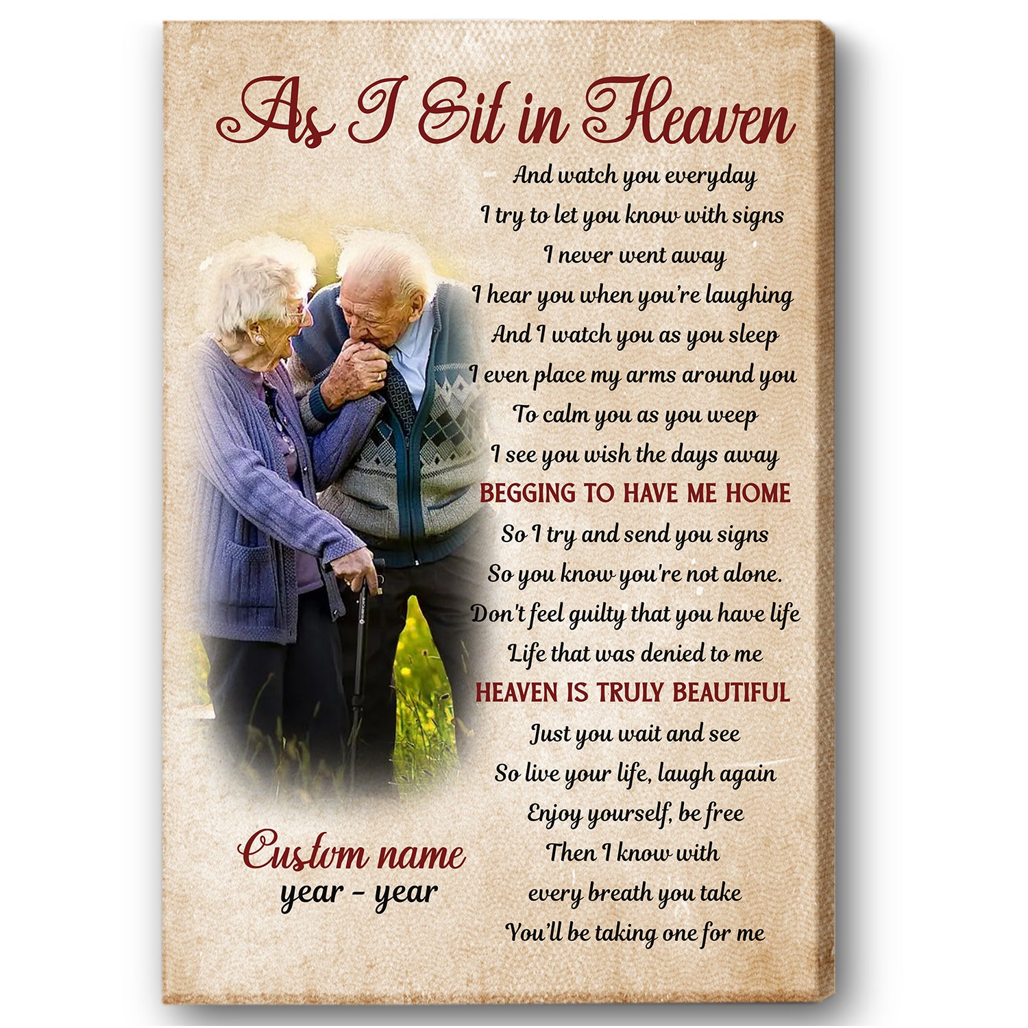 As I Sit In Heaven Memorial Gift For Loss Of Loved One| In Memory Sympathy Gifts Personalized NXM376