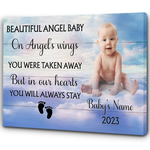 Memorial Canvas For Loss Baby Angel| Sympathy Gifts for Loss of Baby In Heaven| Remembrance Gift for Loss Child NXM79