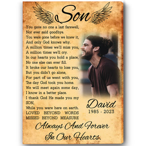 Son Memorial Canvas, Personalized Sympathy Memorial Gift for Loss of Son in Heaven, Son Remembrance NXM204