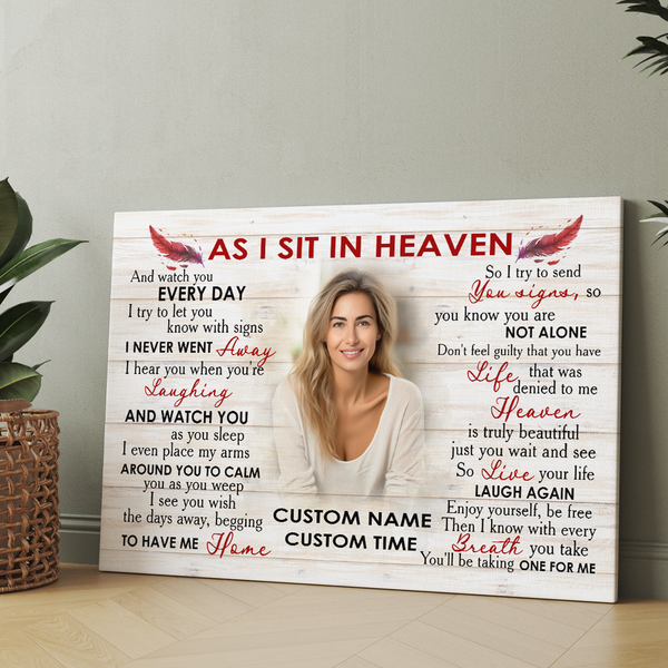 Memorial Canvas Gift| As I Sit In Heaven Sympathy Gift For Loss Of Loved One In Memory Gifts NXM454