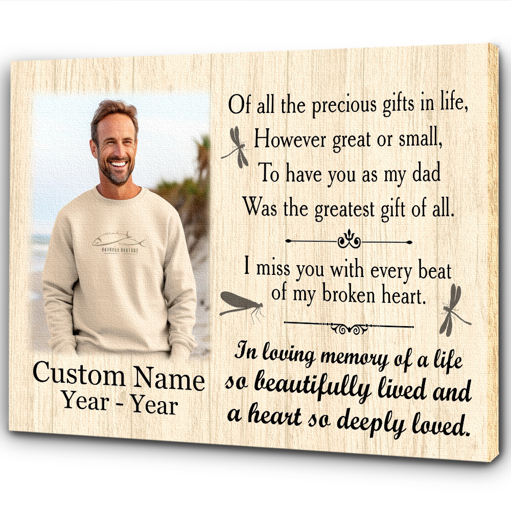 Dad Memorial Canvas Gift Personalized Memorial Gifts for Loss of Dad In Memory of Father In Heaven M522