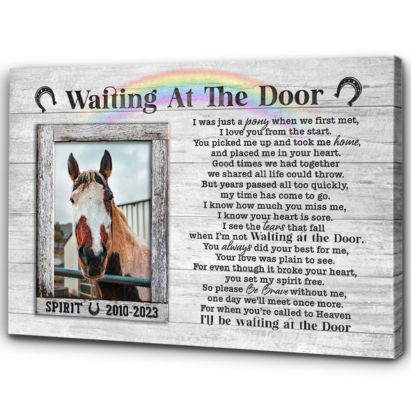 Horse Memorial Gifts Canvas Gifts Waiting At The Door Memorial Gift for Loss of Horse NXM267