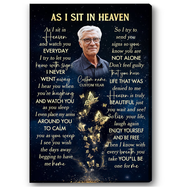 As I Sit In Heaven Memorial Canvas Gift| Sympathy Remembrance Gift For Loss Of Loved One In Heaven NXM400