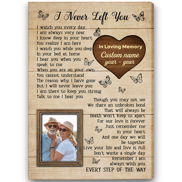 I Never Left You Memorial Canvas Gift For Loss of Loved One| Sympathy Gifts For Loss Of Dad Mom NXM234