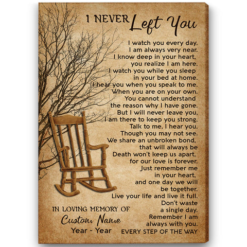 Memorial Canvas Gift| Sympathy Gift for Loss of Loved One In Heaven| I Never Left You Canvas NXM448