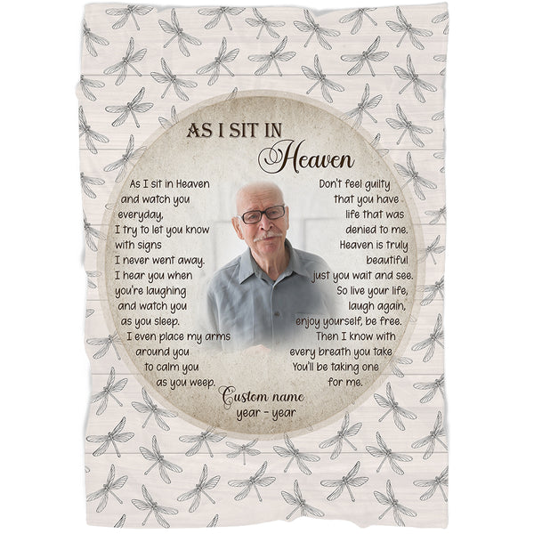 As I Sit In Heaven Memorial Blanket For Loss Of Loved One Sympathy Blanket Remembrance MM39