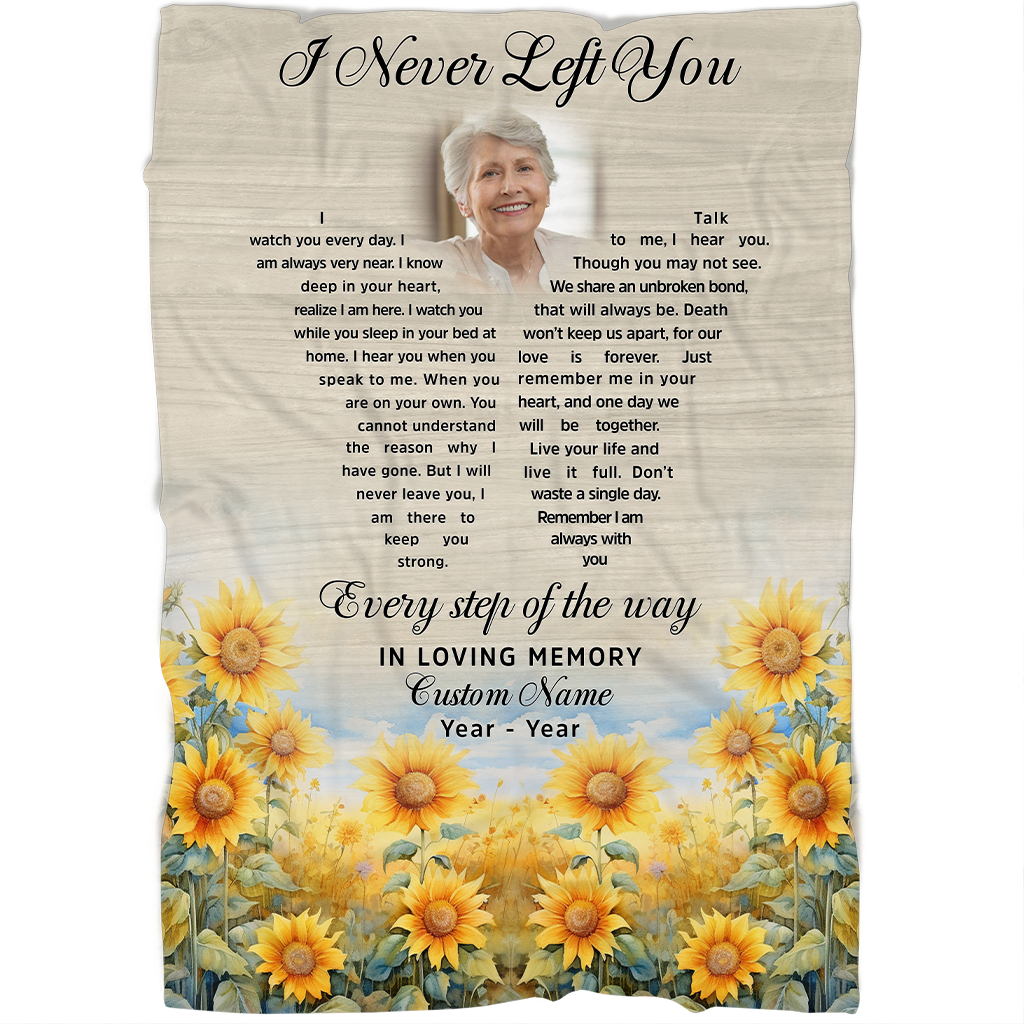 Personalized Memorial Blanket I Never Left You Sympathy Gift For Loss of Loved One MM40