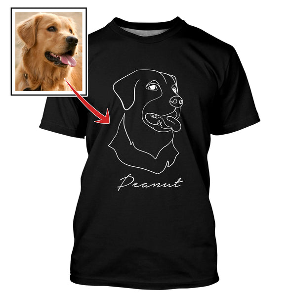 Custom dog photo to line art tattoo style personalized shirt for dog lover D09