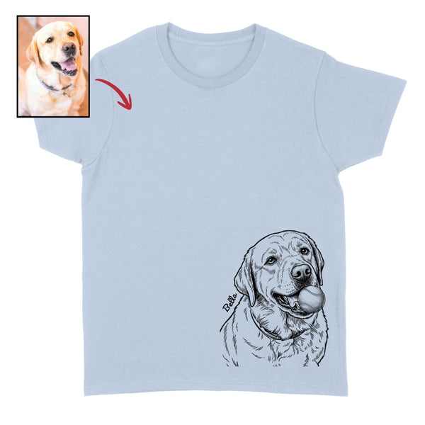 Custom Funny Dog with a Tennis Ball in Its Mouth Bottom Corner Print Unisex T-shirt FSD4845