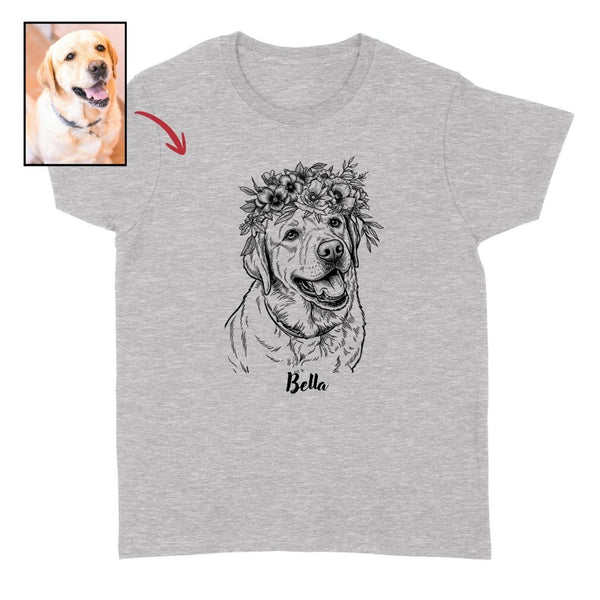 Custom Dogface with Flowers Unisex T-shirt, Personalized Shirt for Dog Lovers FSD4845